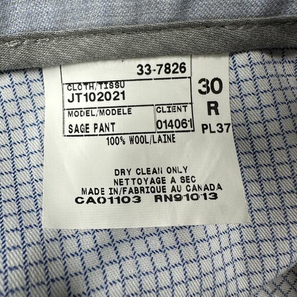 Jack Victor NWT Sage 100% Wool Blue Window Pane Dress Pants Men's Size 30R - Picture 4 of 10
